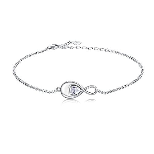 Sterling Silver Infinity Urn Bracelet for Ashes - S925 Teardrop Cubic Zirconia Cremation Keepsake Jewelry Gift for Women Loss Loved One - style: Teardrop Cubic Zirconia