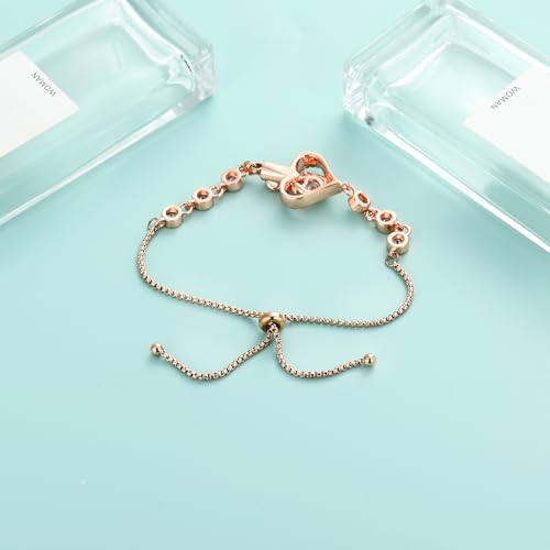 Rose Flower Adjustable Urn Bracelet for Ashes Birthstone Stainless Steel Cremation Jewelry Memorial Keepsake Locket Urns Bracelet Jewelry for Men Women Gifts - color: Rosegold