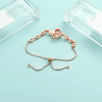 Rose Flower Adjustable Urn Bracelet for Ashes Birthstone Stainless Steel Cremation Jewelry Memorial Keepsake Locket Urns Bracelet Jewelry for Men Women Gifts - color: Rosegold