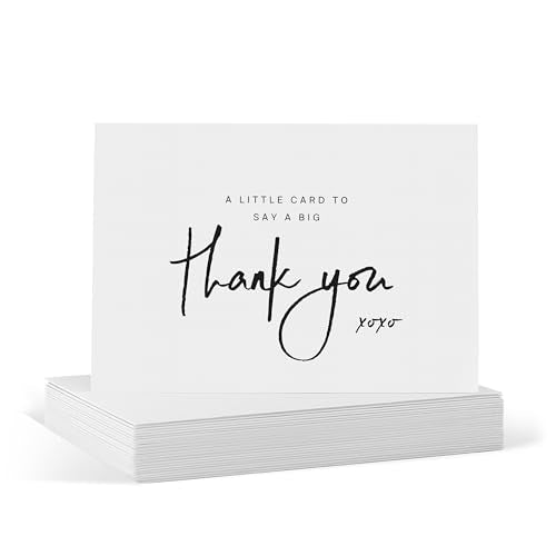 Blank Thank You Cards with Envelopes by ThreeKin - 25 Folded 3.5 x 5 Inch Cards for Weddings, Graduations, Baby Showers, Business & Birthdays - All Occasion Stationery Set, US Owned Business - style: Thank You