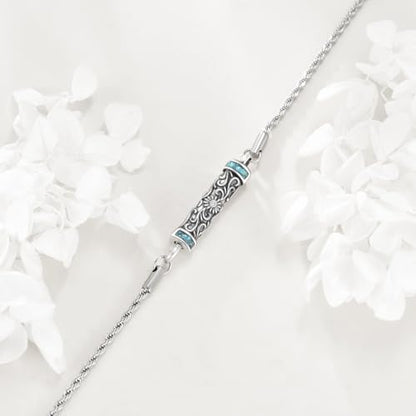 Urn Bracelet For Ashes 925 Sterling Silver Abalone Shell Cremation Keepsake Pendant Locket Bracelet For Women Men - style: Turquoise Sunflower Urn