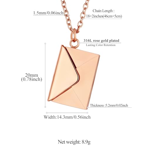FindChic Locket Necklace for Women Custom Photo Memorial Gifts Multi-Shaped - color: Rose-Envelope