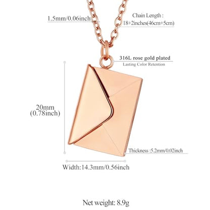 FindChic Locket Necklace for Women Custom Photo Memorial Gifts Multi-Shaped - color: Rose-Envelope