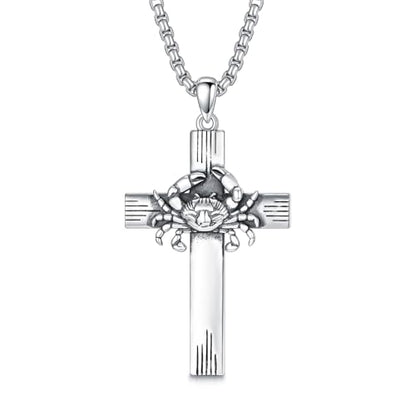 PROESS Cross Necklace for Women Men Sterling Silver Rose/Sunflower Cross Pendant Religious Jewelry Christmas Birthday Mothers' Day Gifts - color: 01-03-Cancer