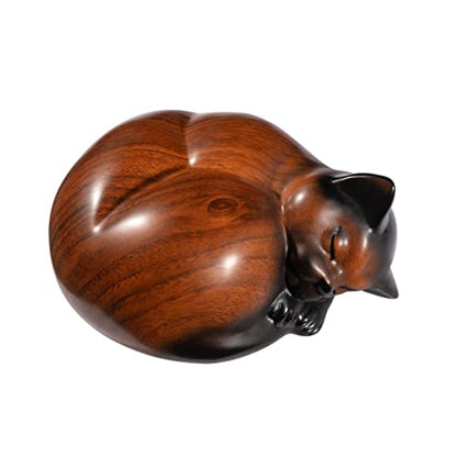 Pet Urns,Sleeping Resin Cremation Cat Urn, Cat Urns for Ashes, Small Animal Urn - color: Cherry