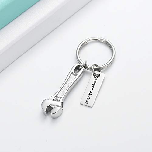 shajwo Wrench Urn Necklace for Ashes for Women Men Human Ashes Stainless Steel Hammer Cremation Jewelry for Ashes Pendant - color: Keychain-Silver