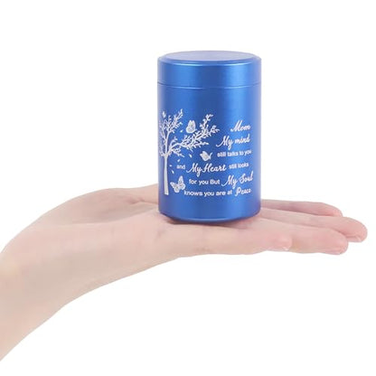 3 Inch Small Urn for Human Ashes Aluminum Mini Cremation Small Keepsake Urn for Sharing Ashes Mini Urn-Mom Blue - size: Blue-Mom