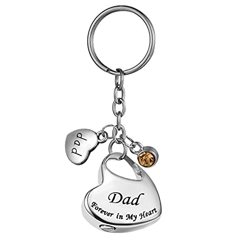 Dad Forever in My Heart Stainless Steel Memorial Keepsake Urn Keychains Cremation Jewelry for Ashes Customized - color: Dad - Customized