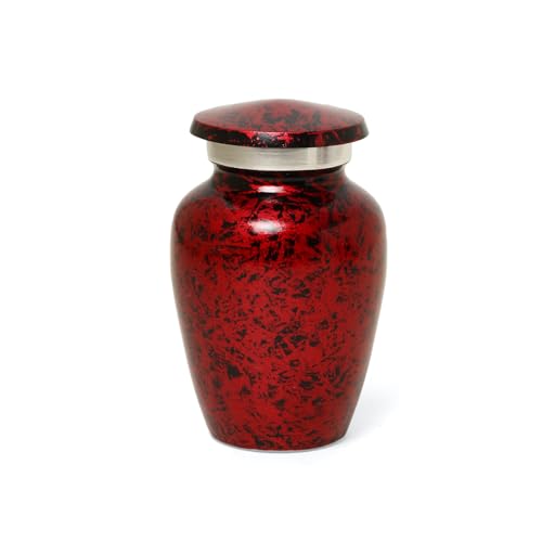 Small Urns for Human Ashes of Adult Male Female | Set of 4 Red Keepsake Vials for Funeral Remains with A Paper Funnel 4 Velvet Bags and A Beautiful Gift Box | Keepsakes and Urns - color: Red