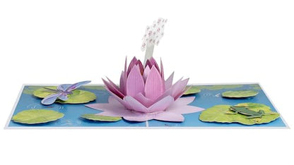 iGifts And Cards Pink Lotus Flower 3D Pop-Up Card – Serene Wishes 6"x8" | Thinking Of You, Get Well, Sympathy, Meditation Theme, Friend, Teacher, Nature Lover, Spiritual Seeker Keepsake, Notecard - color: Pink Lotus