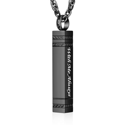abooxiu Urn Necklace for Ashes Memorial Cremation Jewelry for Ashes Stainless Steel Ashes Jewelry Cube Ashes Necklace Bar Urn Pendant for Women Men - style: With Me Always-Black