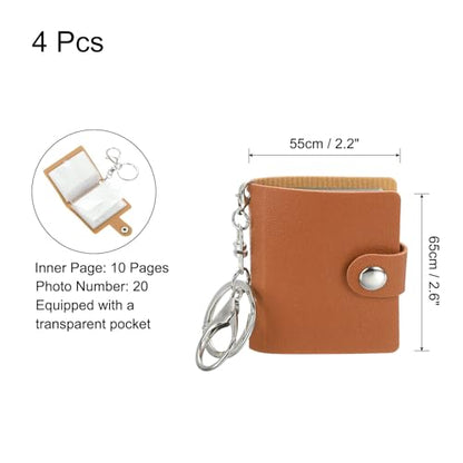 uxcell Mini Photo Keychain DIY Small Memory Key Ring Picture Book for Family - color: Coffee