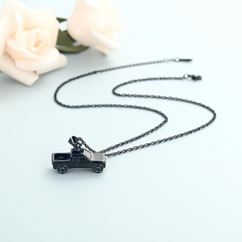 shajwo Pick Up Truck Urn Necklaces for Ashes for Men - color: Black
