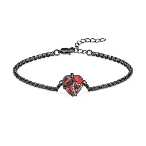 zeqingjw Heart Urn Bracelet for Ashes - Stainless Steel Cremation Bangle for Ashes - Memorial Keepsake Ash Jewelry for Women - color: Black-Crystal Blue Color