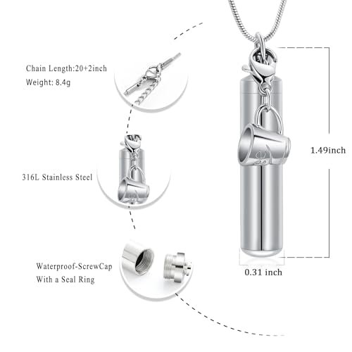 Oinsi Car Charm & Cylinder Urn Necklace for Ashes Stainless Steel Tube Cremation Urn Jewelry Necklace for Ashes Memorial Keepsake Gifts - color: Style-C