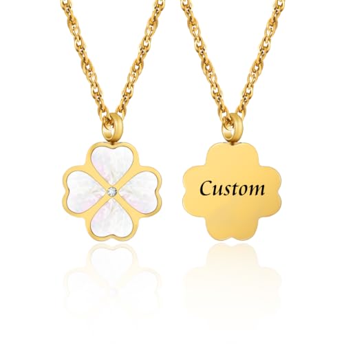 XIUDA Four Leaf Clover Urn Necklace for Ashes for Women Memorial Cremation Jewelry for Ashes Keepsake Ash Necklace Pendent - color: Gold With Crystal-Custom