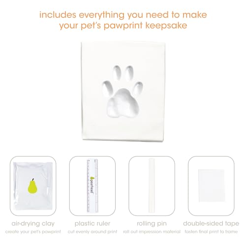 Pearhead Pet Paw Print Memorial Frame with Clay Imprint Kit, White - color: White Pawprint Desk Frame