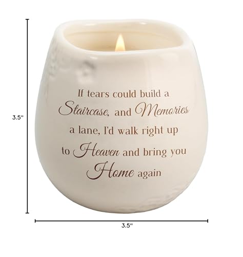Pavilion Gift Company - Staircase to Heaven 8 oz Bereavement Candle, Memorial Gifts for Loss of Mother Father Friend Loved One, Remembrance, Condolences, Sympathy, 1 Count, Cream - style: Modern