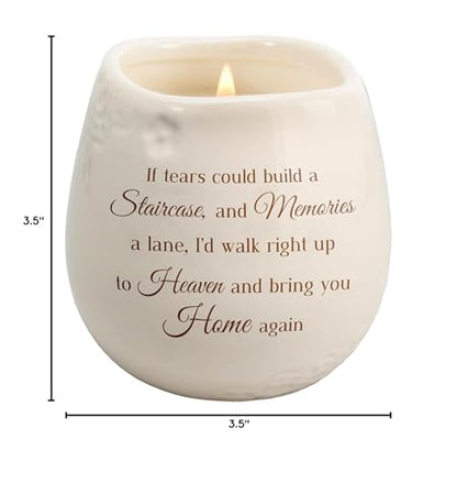 Pavilion Gift Company - Staircase to Heaven 8 oz Bereavement Candle, Memorial Gifts for Loss of Mother Father Friend Loved One, Remembrance, Condolences, Sympathy, 1 Count, Cream - style: Modern