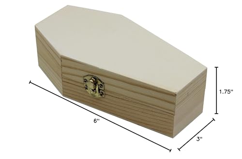 Creative Hobbies Small 6" Unfinished Wood Funeral Coffins - 6 x 3 x 1.75 Inch Size, Fillable for Halloween Parties, Goth and Decoration | 6 Pack - size: 6" - 6 Pack