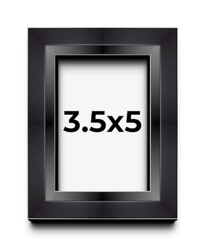 3.5x5 Shadow Box Black Beveled Display Frame | 1.5 Inches Deep | 1 Inch Wide Moulding | Includes Shatter Resistant Acrylic Plexiglas, Acid-Free Backing and Hanging Hardware - size: 3.5x5