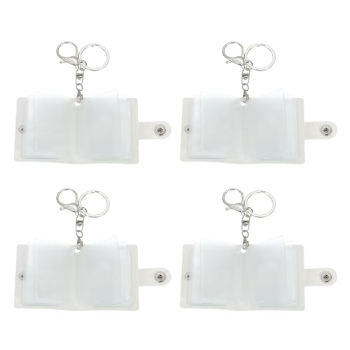 uxcell Mini Photo Keychain DIY Small Memory Key Ring Picture Book for Family - color: White