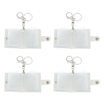 uxcell Mini Photo Keychain DIY Small Memory Key Ring Picture Book for Family - color: White