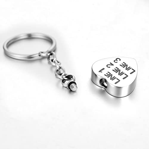COCO Park I Love You Forever Heartbeat Stainless Steel Memorial Keepsake Keychain for Ashes Cremation Jewelry Urn Pendant Dad - Engraving - color: Dad - Engraving