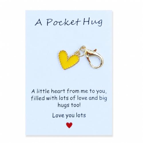 YOJO Pocket Hug Keychain, Love Keychain with Positive Affirmation Card, Emotional Support, Inspirational Gift - color: Yellow