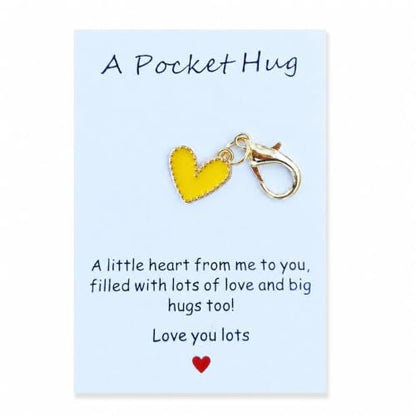 YOJO Pocket Hug Keychain, Love Keychain with Positive Affirmation Card, Emotional Support, Inspirational Gift - color: Yellow