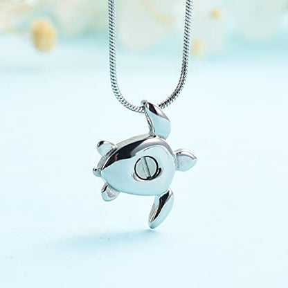 shajwo Sea Turtle Cremation Urn Necklaces for Ashes | Stainless Steel Animal Urn Keepsake Jewelry Pendants for Men Women - color: 1-Silver
