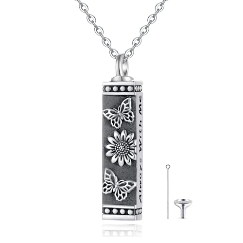 Flower Cute Animal Sterling Silver Pendant Urn Ashes Necklace for Women BF0709 - color: Bar *Butterfly 1