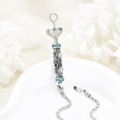 Urn Bracelet For Ashes 925 Sterling Silver Abalone Shell Cremation Keepsake Pendant Locket Bracelet For Women Men - style: Pet Wing