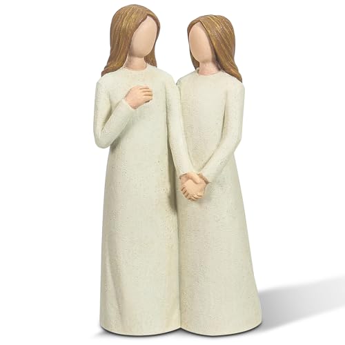 Mother and Daughter Figurines, Gifts for Mom from Adult Daughter, Sculpted Hand-Painted Statues Mother in Law Gifts for Mother’s Day Anniversary Birthday Christmas - color: Mom Daughter