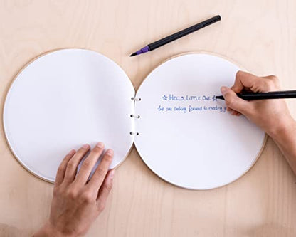 Hey Baby Wood Baby Shower Guest Book Alternatives for Boy or Girl, Rustic Baby Shower Guest Sign In Book, Keepsakes for Baby Shower, Gift for New Parents and Expecting Mothers - style: Hey Baby Design 2