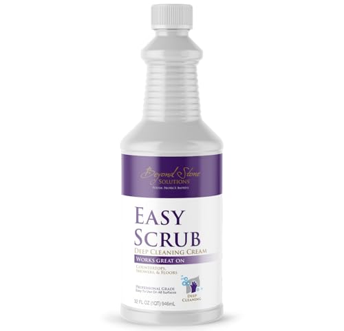 Stone Cleaner and Polish That Restores Shine, Deep Cleaning Cream for Quartz, Marble & Quartzite Countertops, Travertine Cleaner & Stone Shower Cleaner, Removes Buildup, Water Spots & Grease, 32 oz