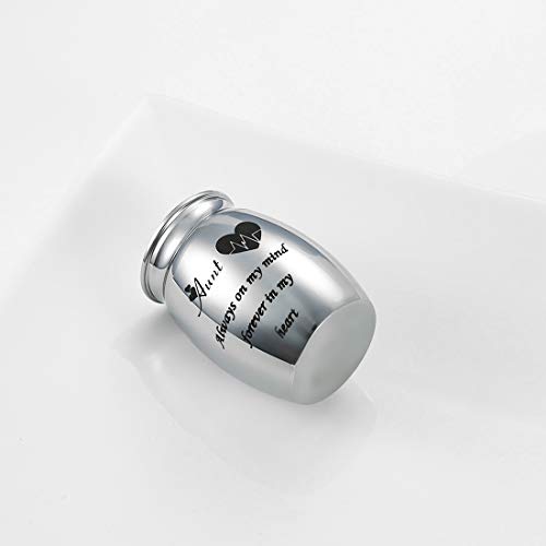 Decorative Memorial Keepsake Urns for Cremains Stainless Steel Mini 1.57 Inch High Small Funeral Urns Cremation Ashes Holder for Family Members - style: Aunt