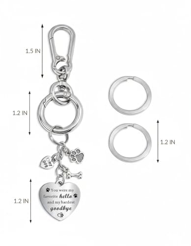 Belloxis Pet Memorial Gifts for Loss of Dog | Stainless Bridge Card Keychain, Rainbow Loss Sympathy Gift, Animal Paw Print Heart Key Chain for Women Men Pet Died - color: Stainless Steel Silver