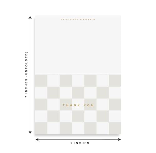 ThreeKin Collective 24-Pack Thank You Cards - 4 Elegant Beige Designs (6 Each) | 3.5” x 5” Folded Cards with Real Gold Foil Stamp | Wedding, Bridal, Baby Shower, and Party Stationery, USA Business - style: Beige