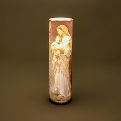 L'Innocence. LED Flameless Devotion Prayer Candle, Religious Gift, 6 Hour Timer for More Hours of Enjoyment and Devotion! Dimensions 8.1875" x 2.375"