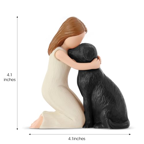 Hensonever Love My Black Dog Figurines Statues, Black Dog Angel Friendship Remembrance Gifts, Sculpted Hand-Painted Figures for Dog Lovers - color: Love My Black Dog