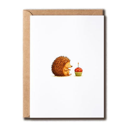 Simple Birthday Card - Pretty Hedgehog Design - Lovely Greeting - Cute Birthday Anniversary - Blank Inside - Card For Him - Her