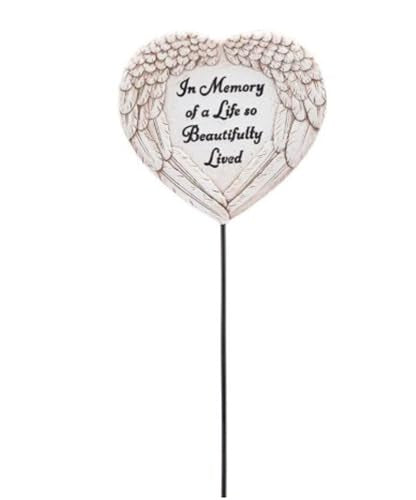 Napco Imports in Memory of A Life So Beautifully Lived Angel Wings 4.25 Inch Ivory Resin Decorative Floral Pick