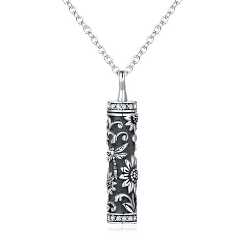 Flower Cute Animal Sterling Silver Pendant Urn Ashes Necklace for Women BF0709 - color: C *A Dragonfly