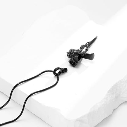 Imrsanl Cremation Jewelry Nail Cross Urn Necklace Pendant - color: Rose Flower-Black