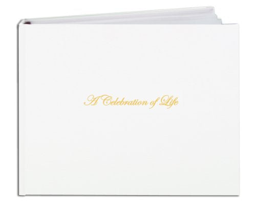BookFactory Funeral Guest Book, 8.875" x 7" White Hardbound, 48 Pages | A Celebration of Life Bonded Leather Memorial Book - Made in USA - color: White