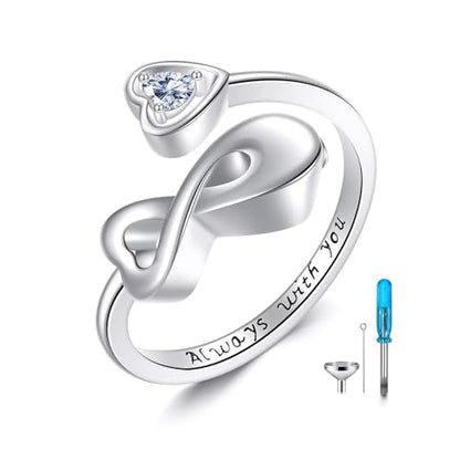 Cremation Urn Ring Urn Rings for Ashes Holds Loved Ones Ashes 925 Sterling Silver Cremation Keepsake Ring Jewelry for Women Mom
