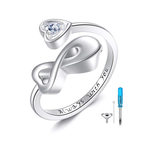 Cremation Urn Ring Urn Rings for Ashes Holds Loved Ones Ashes 925 Sterling Silver Cremation Keepsake Ring Jewelry for Women Mom