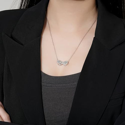 Sterling Silver Dual Infinity Urn Necklace for Women: Double Heart Cremation Necklaces Jewelry Hold Two Ashes - Infinity Memorial Keepsakes Pendant Jewelry Gifts for Loved Ones - color: Infinity-Fingerprint