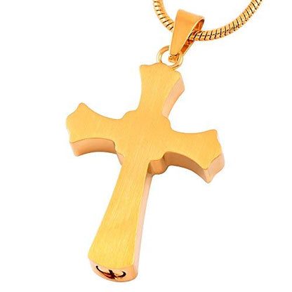 Forever in My Heart Birthstone Personalized Double Cross Urn Pendant Cremation Jewelry for Ashes Cross Ashes Keepsake - color: Silver-Light Blue